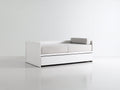 Schlafsofa aus Holz und Stoff 200x90x75 cm - Weiß-Beige - Modernes Design mit ausziehbarer Liegefunktion und Stauraum
