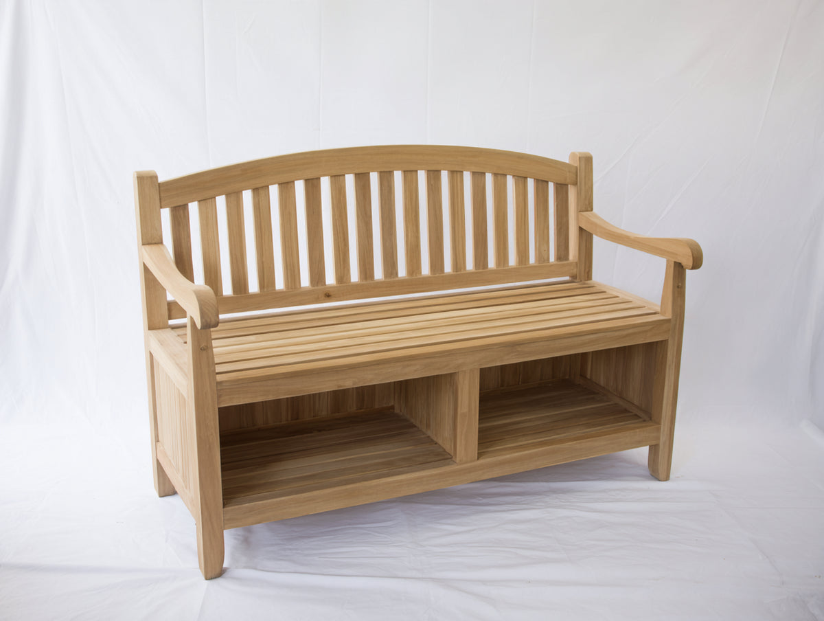 Gartenbank aus Holz 140x60x90 cm - Natur - 2-Sitzer mit Ablagefächern im klassischen Stil