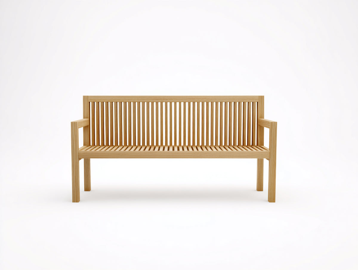 Gartenbank aus Holz 150x60x90 cm - Natur - 3-Sitzer mit Armlehnen im klassischen Stil