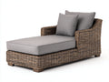Sonnenliege Polyrattan und Stoff 170x85x80 cm - Braun und Hellgrau - Komfortable Sonnenliege mit Armlehnen und gepolsterter Liegefläche