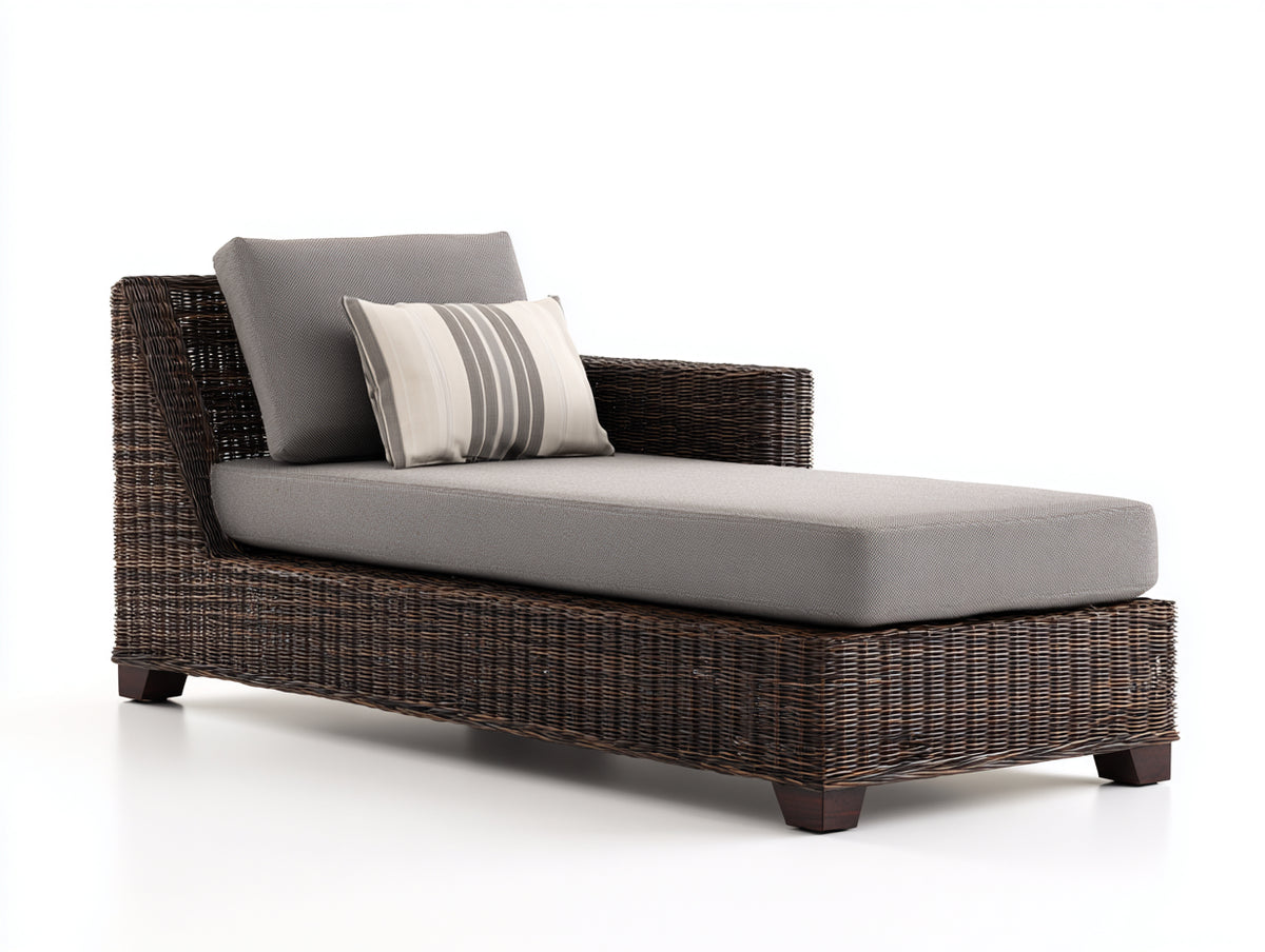Sonnenliege aus Polyrattan 200x75x85 cm - Braun-Grau - Modernes Design mit gepolsterter Liegefläche und Rückenlehne