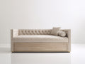 Schlafsofa aus Holzwerkstoff und Stoff 200x90x85 cm - Beige-Natur - mit Stauraum im modernen Stil