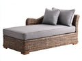 Sonnenliege aus Polyrattan und Stoff 190x85x80 cm - Braun-Grau - gepolsterte Liegefläche mit Armlehne im modernen Stil