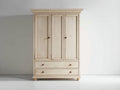 Kleiderschrank aus Holzwerkstoff 150 x 60 x 205 cm - Cremeweiß - klassisches Design mit 3 Türen und 2 Schubladen