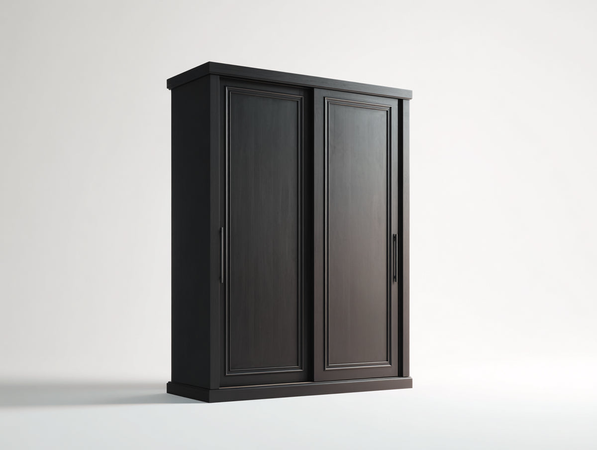 Kleiderschrank aus Holz 120x55x190 cm - Schwarz - Klassisches Design mit 2 Türen