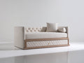 Schlafsofa aus Stoff 200 x 90 x 85 cm - Beige-Naturholz - klassisches Design mit Schublade